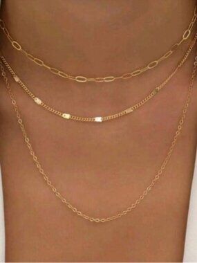 Gold Multi Layered 1pc Chain Necklace